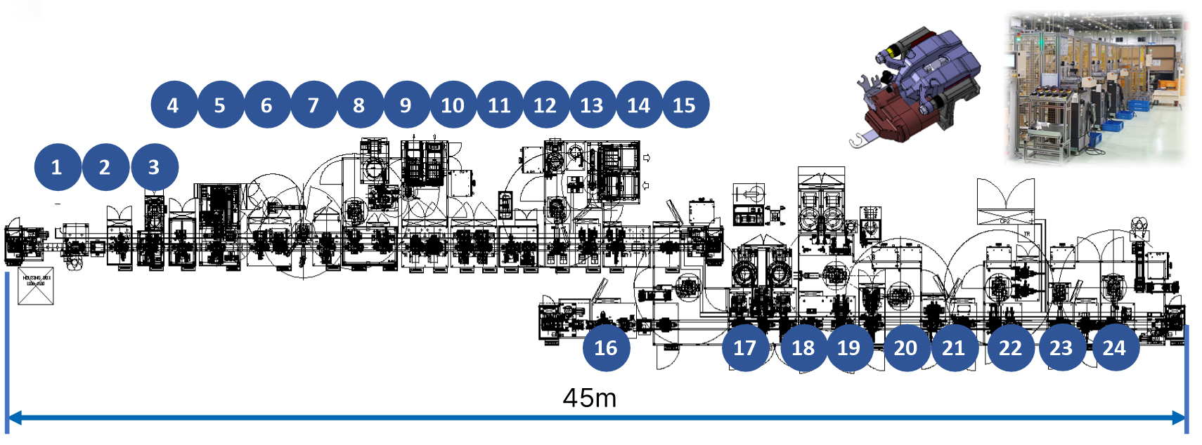 motor on caliper assembly line